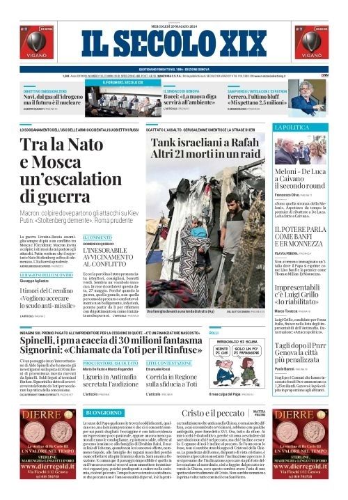 Prima-pagina-secolo-xix-editoriale-oggi-edizione-di-oggi-29-05-2024