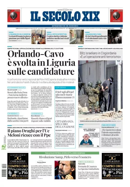 Prima-pagina-secolo-xix-editoriale-oggi-edizione-di-oggi-29-08-2024