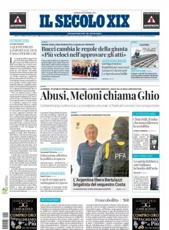 Prima-pagina-secolo-xix-editoriale-oggi-edizione-di-oggi-29-11-2024