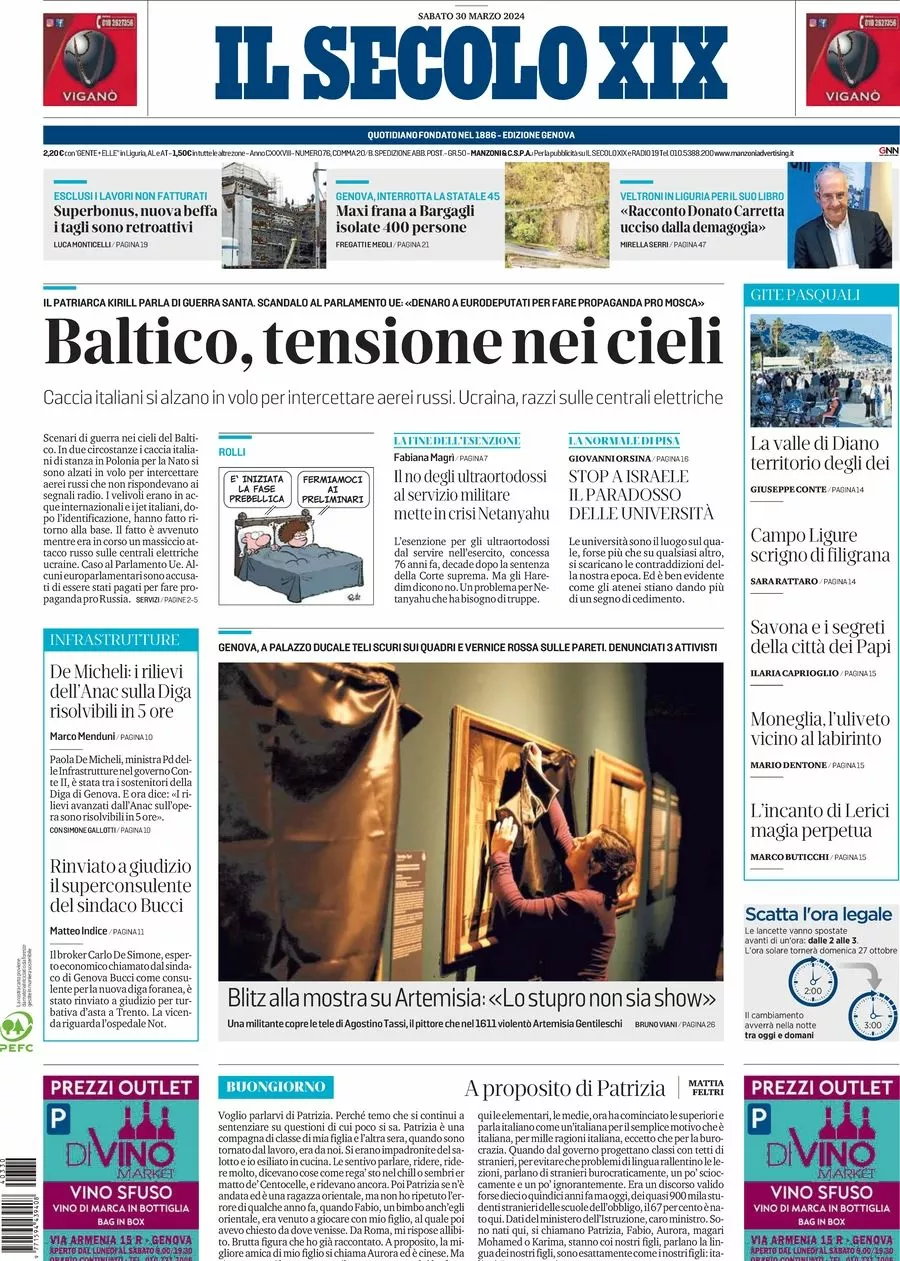 Prima-pagina-secolo-xix-editoriale-oggi-edizione-di-oggi-30-03-2024