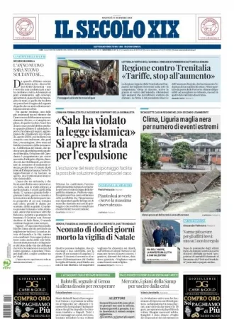 Prima-pagina-secolo-xix-editoriale-oggi-edizione-di-oggi-31-12-2024