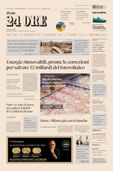 Prima-pagina-sole-24-ore-edizione-del-22-06-2024