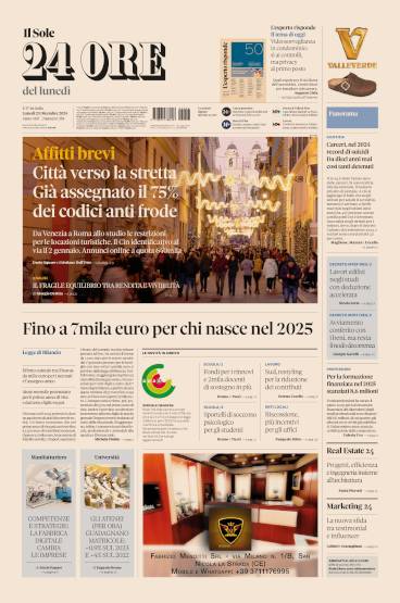 Prima-pagina-sole-24-ore-edizione-del-23-12-2024