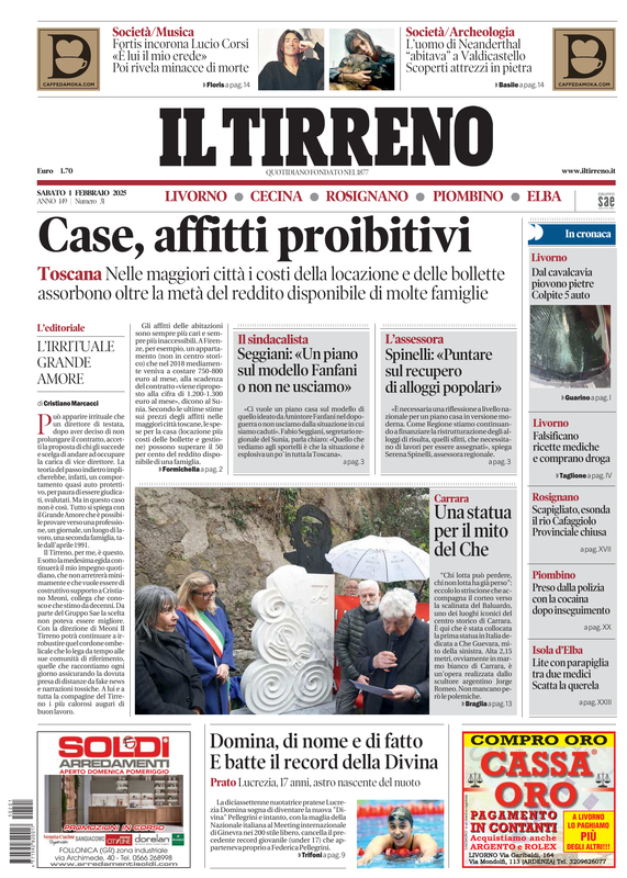 Prima-pagina-tirreno-edizione-di-oggi-01-02-2025