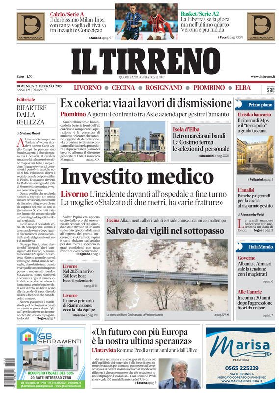 Prima-pagina-tirreno-edizione-di-oggi-02-02-2025