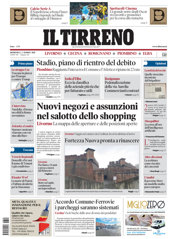 Prima-pagina-tirreno-edizione-di-oggi-02-03-2025