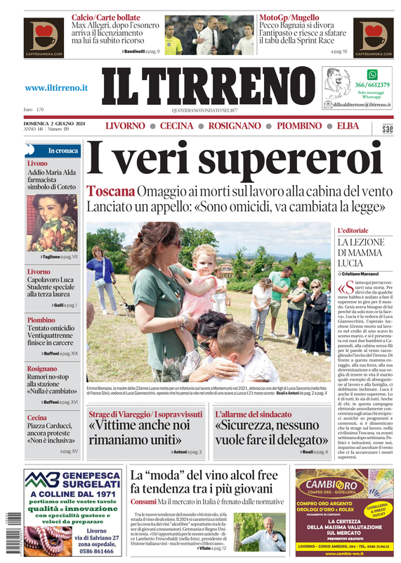 Prima-pagina-tirreno-edizione-di-oggi-02-06-2024