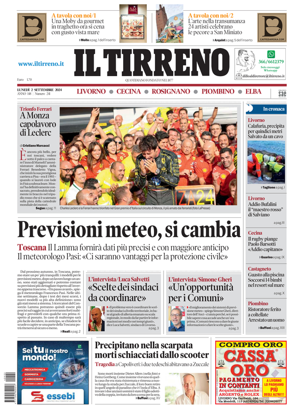 Prima-pagina-tirreno-edizione-di-oggi-02-09-2024