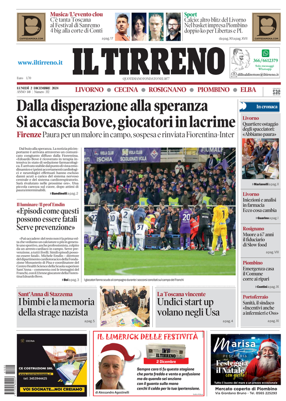 Prima-pagina-tirreno-edizione-di-oggi-02-12-2024