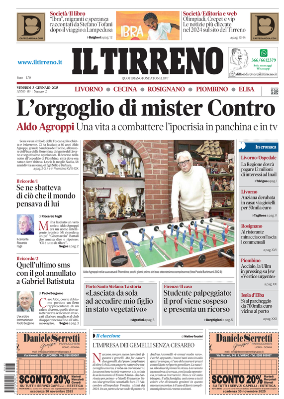 Prima-pagina-tirreno-edizione-di-oggi-03-01-2025