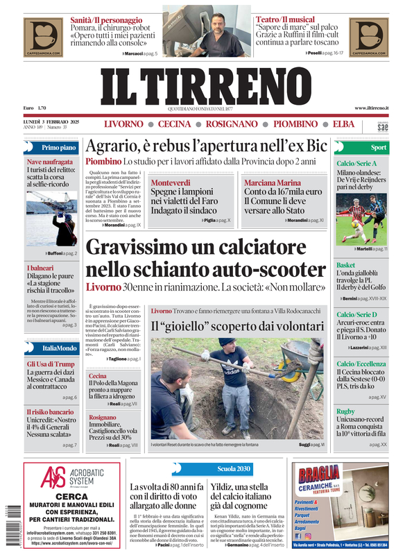 Prima-pagina-tirreno-edizione-di-oggi-03-02-2025