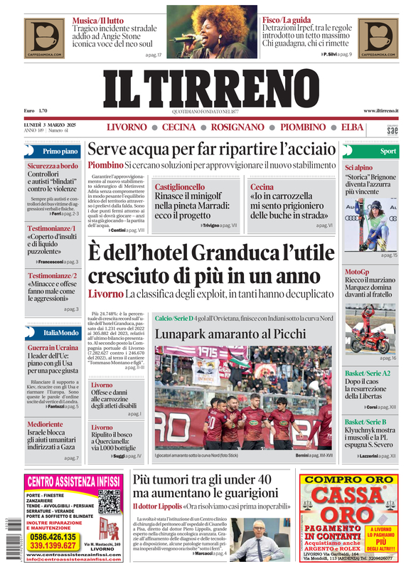 Prima-pagina-tirreno-edizione-di-oggi-03-03-2025