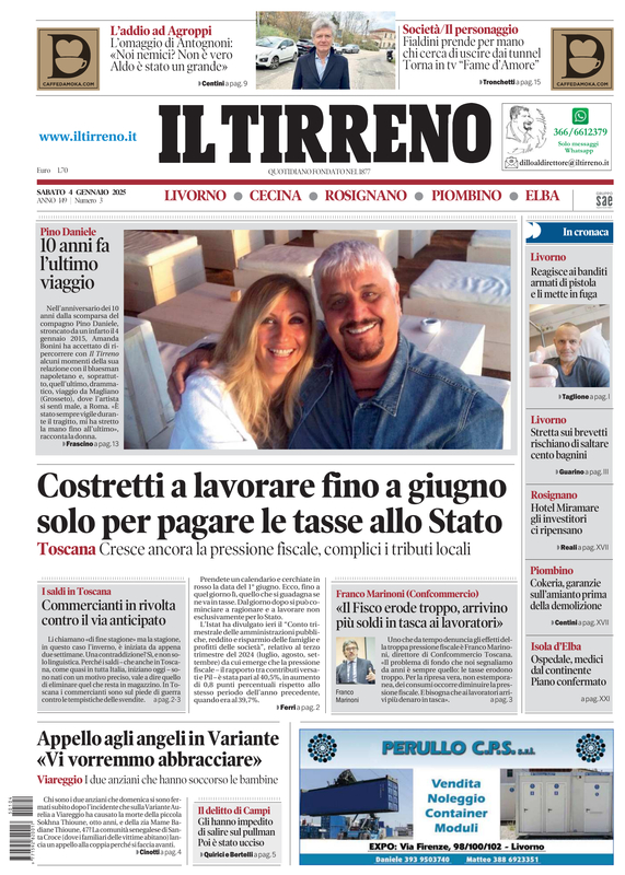 Prima-pagina-tirreno-edizione-di-oggi-04-01-2025