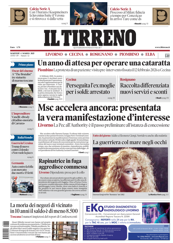 Prima-pagina-tirreno-edizione-di-oggi-04-03-2025