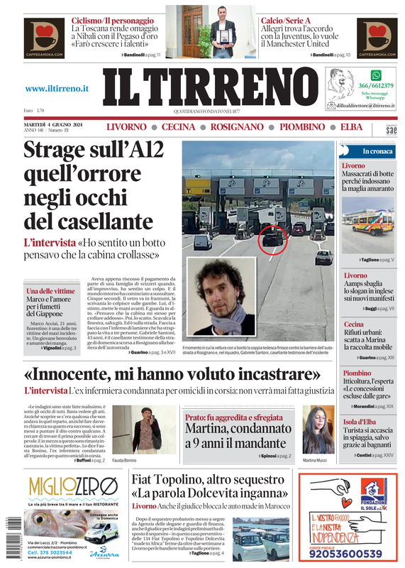 Prima-pagina-tirreno-edizione-di-oggi-04-06-2024