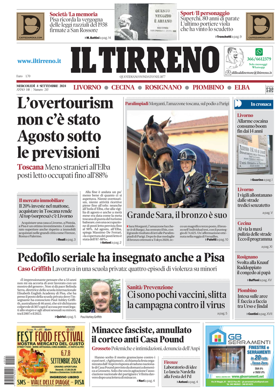 Prima-pagina-tirreno-edizione-di-oggi-04-09-2024