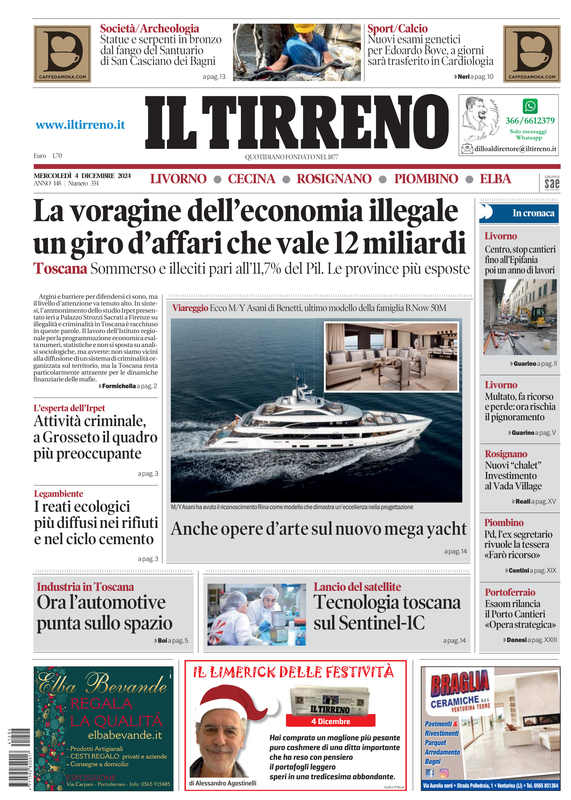 Prima-pagina-tirreno-edizione-di-oggi-04-12-2024