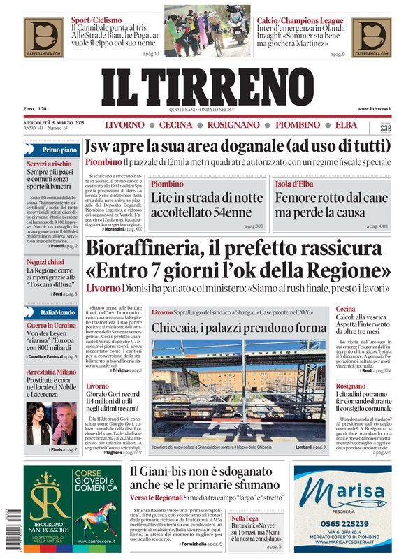 Prima-pagina-tirreno-edizione-di-oggi-05-03-2025