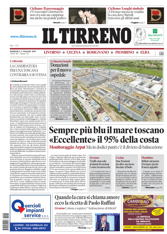 Prima-pagina-tirreno-edizione-di-oggi-05-05-2024