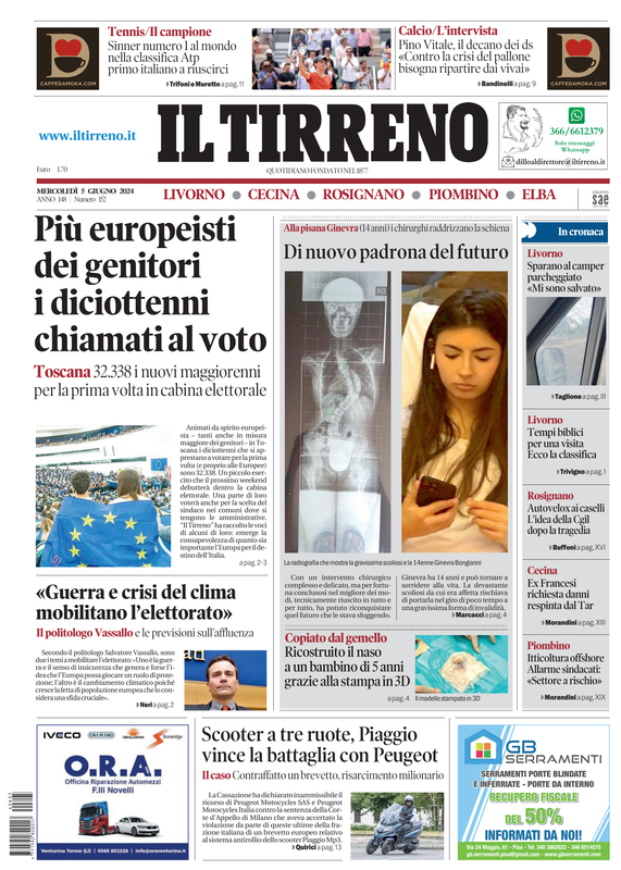 Prima-pagina-tirreno-edizione-di-oggi-05-06-2024