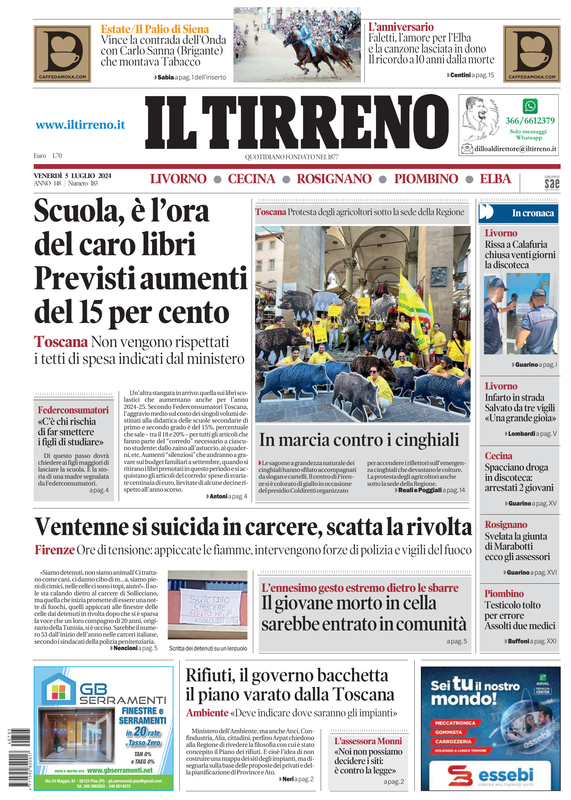 Prima-pagina-tirreno-edizione-di-oggi-05-07-2024