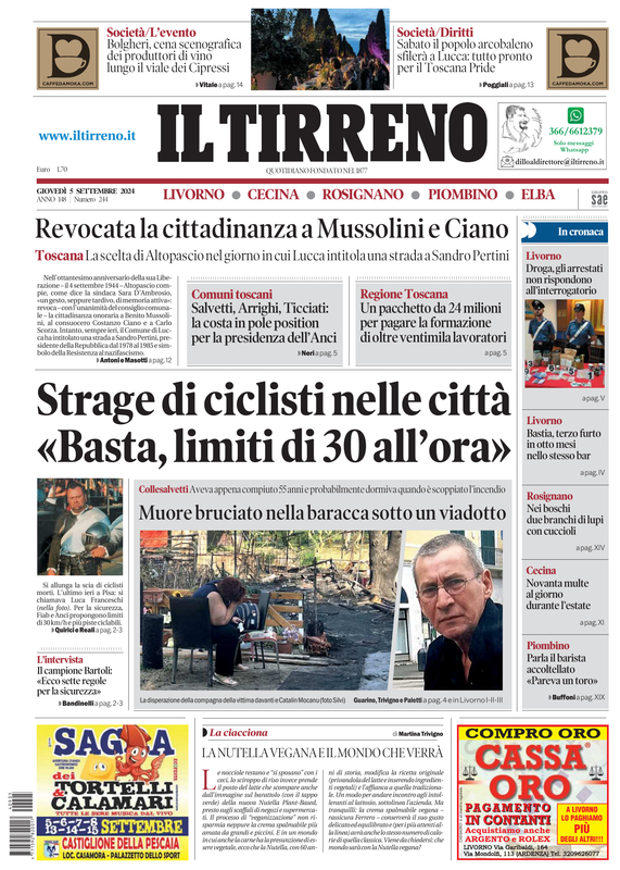 Prima-pagina-tirreno-edizione-di-oggi-05-09-2024