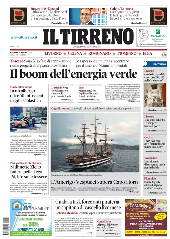 Prima-pagina-tirreno-edizione-di-oggi-06-04-2024