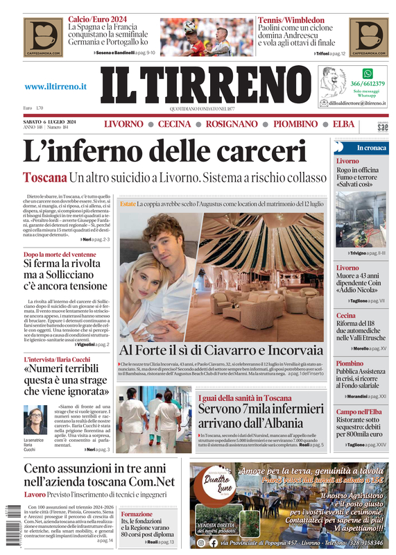 Prima-pagina-tirreno-edizione-di-oggi-06-07-2024