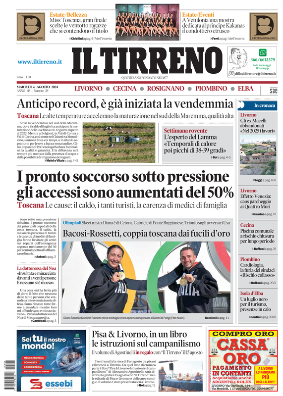 Prima-pagina-tirreno-edizione-di-oggi-06-08-2024