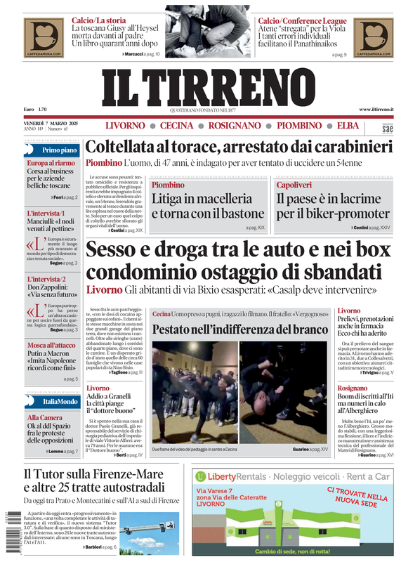 Prima-pagina-tirreno-edizione-di-oggi-07-03-2025