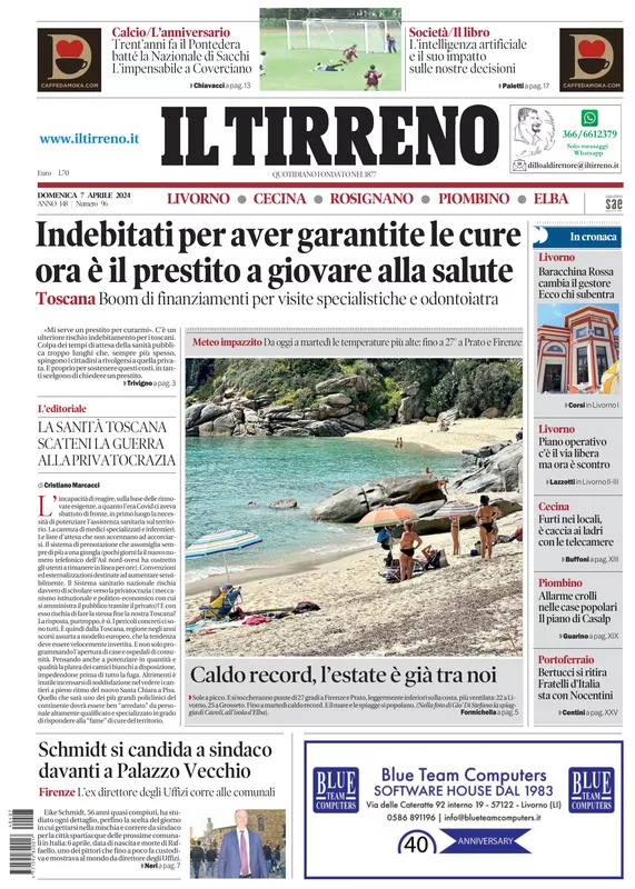 Prima-pagina-tirreno-edizione-di-oggi-07-04-2024