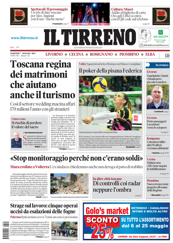 Prima-pagina-tirreno-edizione-di-oggi-07-05-2024