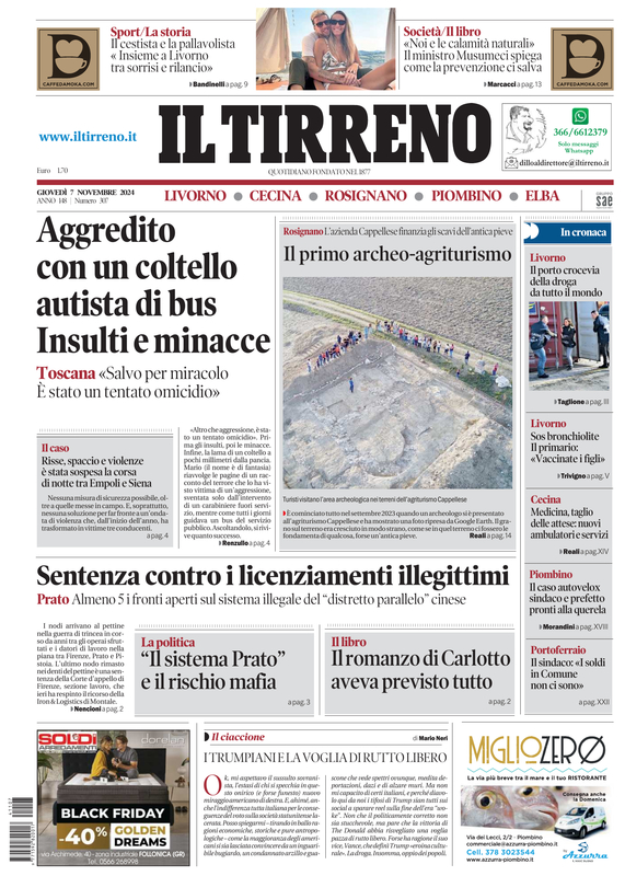 Prima-pagina-tirreno-edizione-di-oggi-07-11-2024