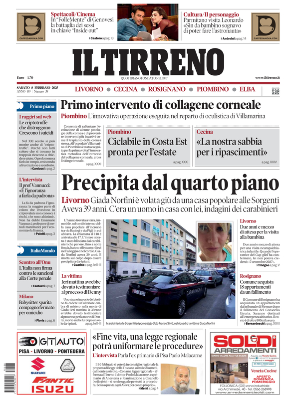 Prima-pagina-tirreno-edizione-di-oggi-08-02-2025