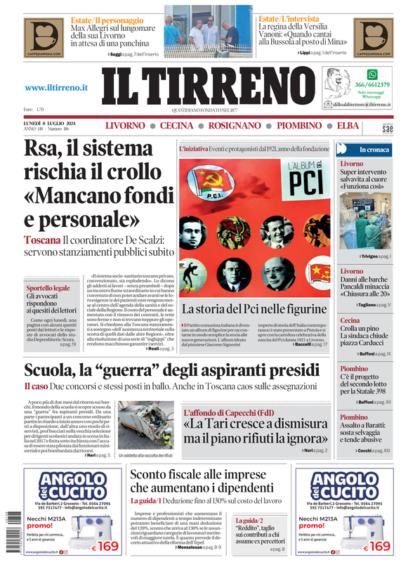 Prima-pagina-tirreno-edizione-di-oggi-08-07-2024