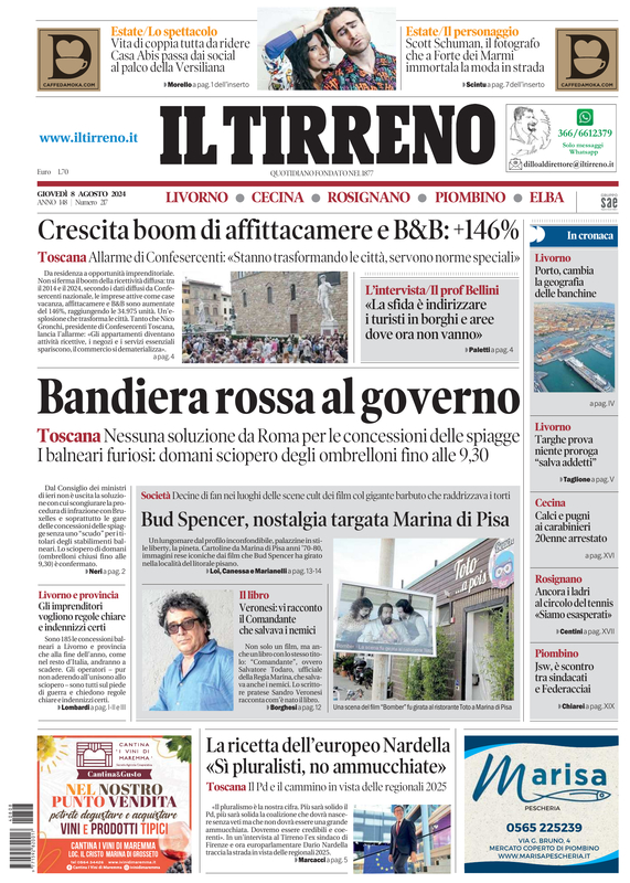 Prima-pagina-tirreno-edizione-di-oggi-08-08-2024