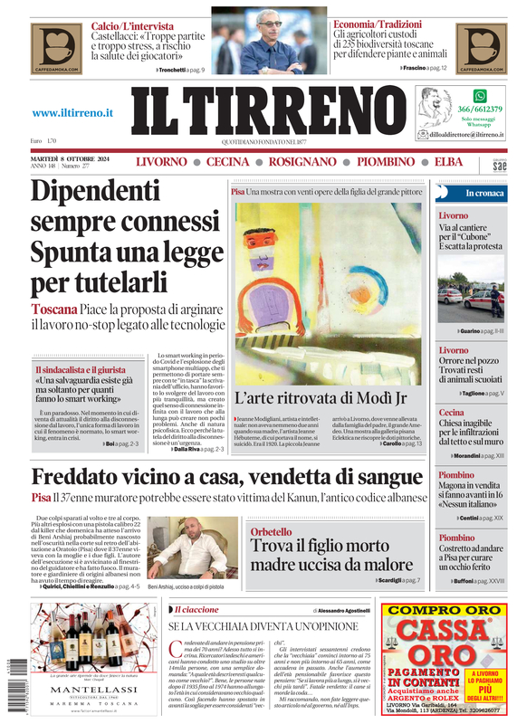 Prima-pagina-tirreno-edizione-di-oggi-08-10-2024