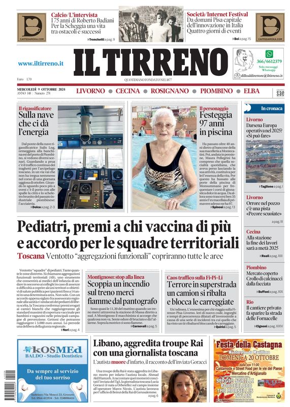 Prima-pagina-tirreno-edizione-di-oggi-09-10-2024