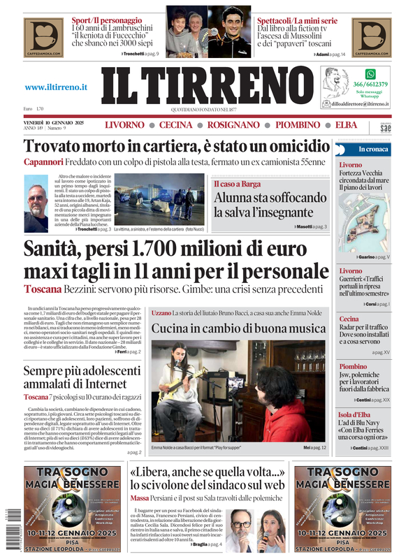 Prima-pagina-tirreno-edizione-di-oggi-10-01-2025