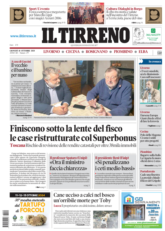 Prima-pagina-tirreno-edizione-di-oggi-10-10-2024