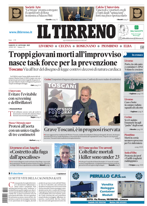 Prima-pagina-tirreno-edizione-di-oggi-11-01-2025