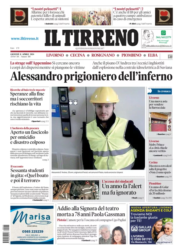 Prima-pagina-tirreno-edizione-di-oggi-11-04-2024