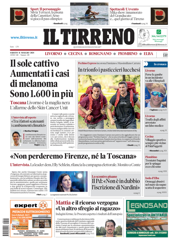 Prima-pagina-tirreno-edizione-di-oggi-11-05-2024