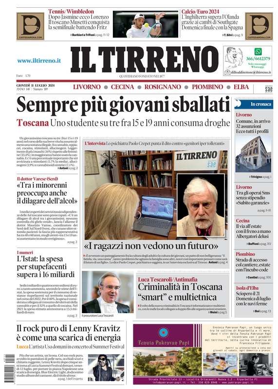 Prima-pagina-tirreno-edizione-di-oggi-11-07-2024