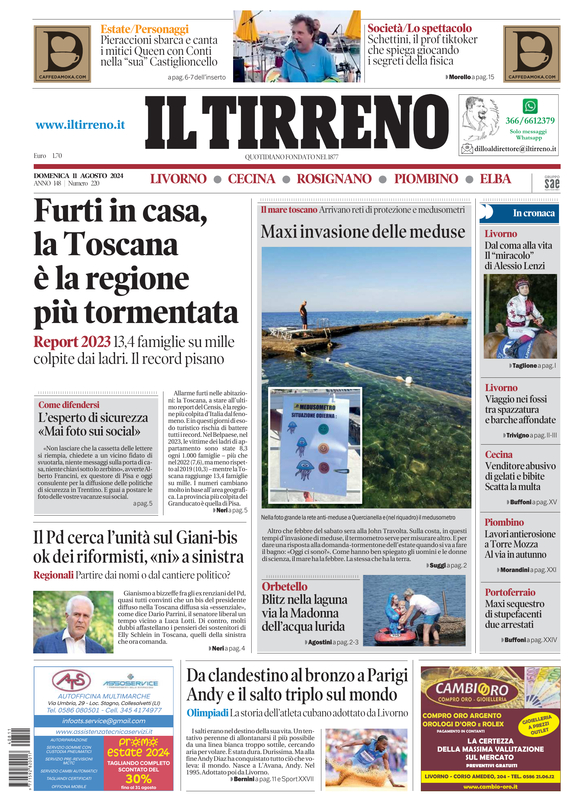 Prima-pagina-tirreno-edizione-di-oggi-11-08-2024