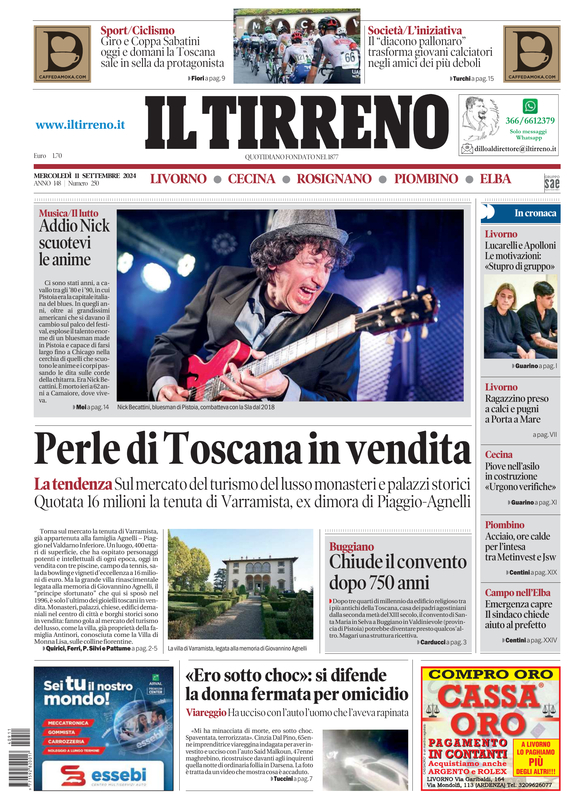 Prima-pagina-tirreno-edizione-di-oggi-11-09-2024