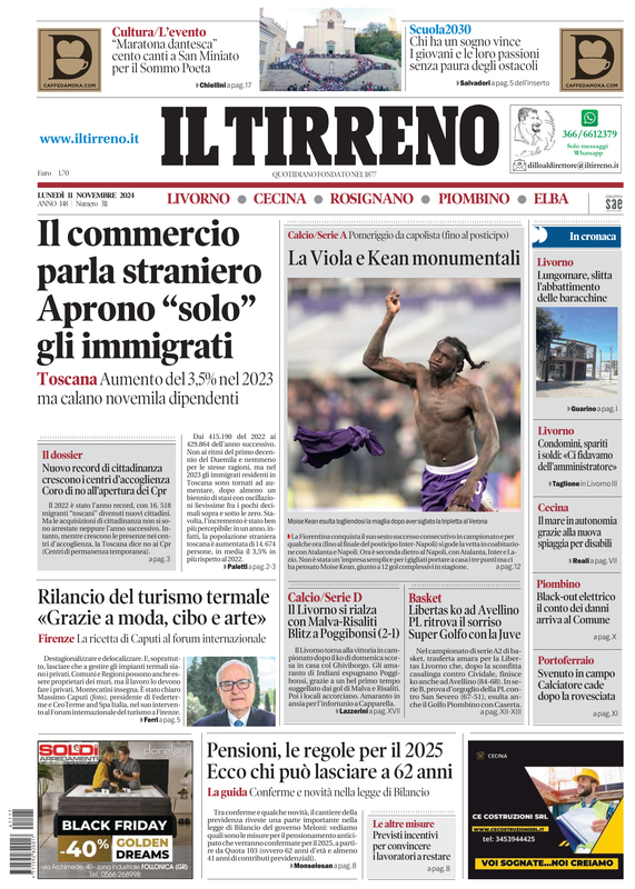 Prima-pagina-tirreno-edizione-di-oggi-11-11-2024