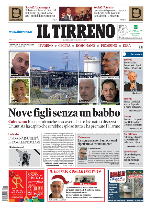 Prima-pagina-tirreno-edizione-di-oggi-11-12-2024