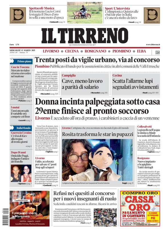 Prima-pagina-tirreno-edizione-di-oggi-12-03-2025