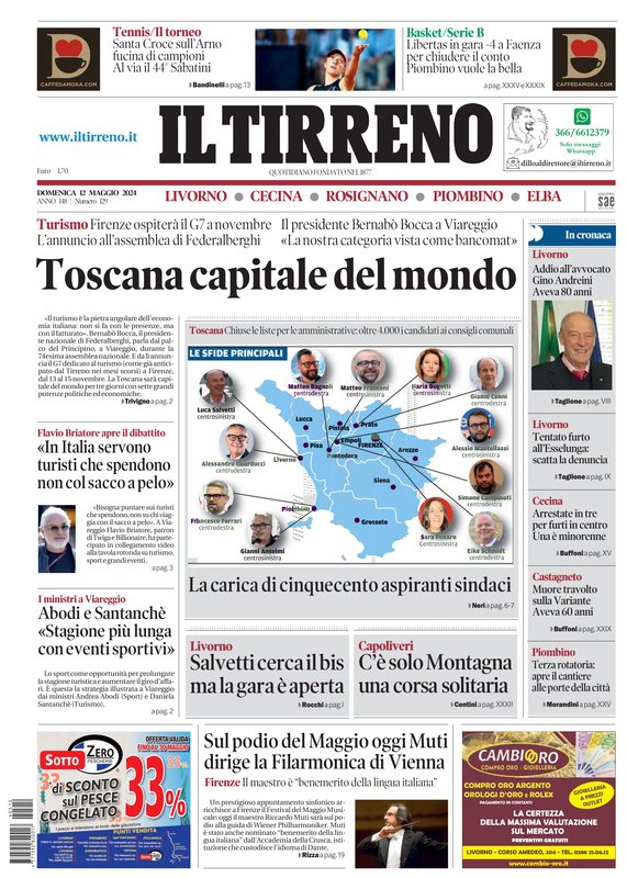 Prima-pagina-tirreno-edizione-di-oggi-12-05-2024